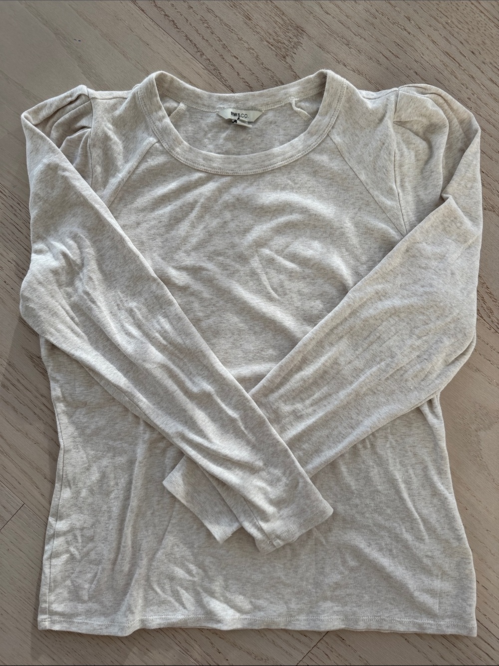 RW&CO. Cream Long Sleeve Puff Shoulder Tee